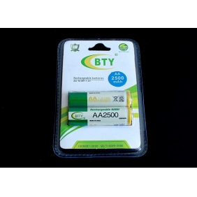 Wholesale BTY AA 2500mAh 1.2V Rechargeable NIMH Battery (2pcs/pack)