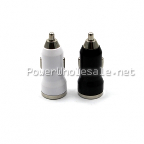 Wholesale Black/white 5V 1A/2.1A Mini Dual USB car charger/USB car charger for iPhone 5/ for Samsung