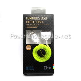 Wholesale White & Green USB Data Sync LED Light Power Charger Cable Line for i Phone 4 s